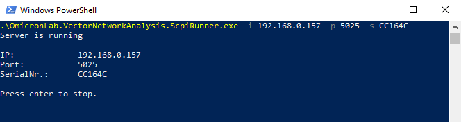 Starting the server from the powershell