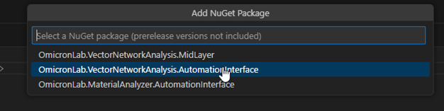 And select the shown package