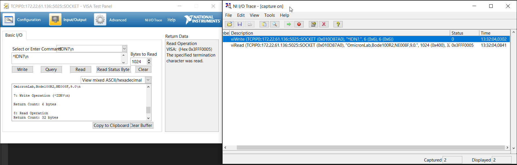 Usage Of Ni I O Trace To Monitor The Scpi Traffic